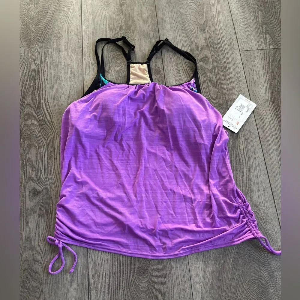 ZeroXposur Womens Plus Size Ruched Tankini Top - Picture 1 of 5